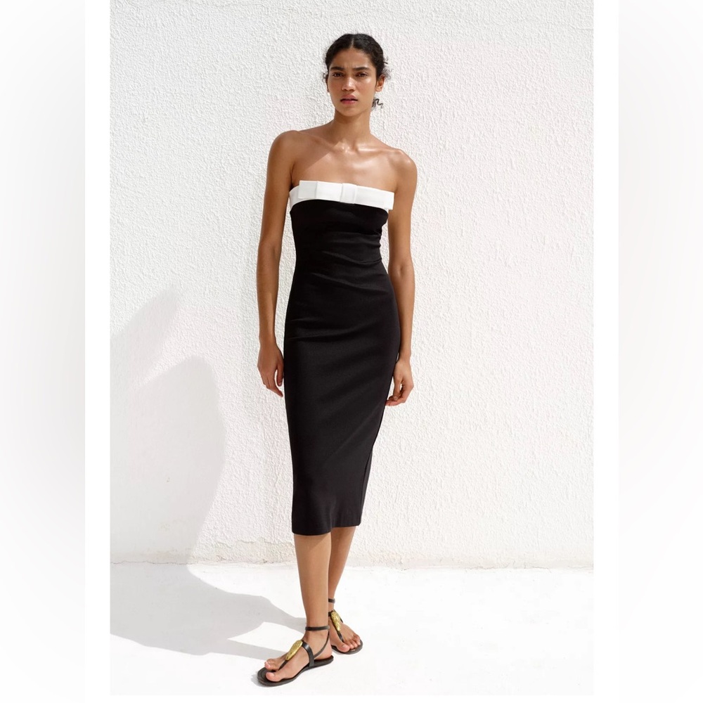 Zara strapless bow dress